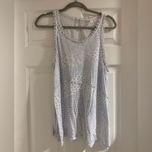 LC Lauren Conrad Light Blue Patterned Tank Top
